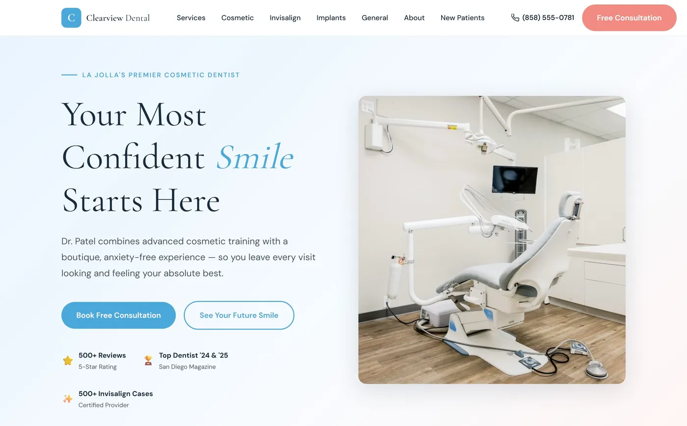 Clearview Dental — a website built by Kura