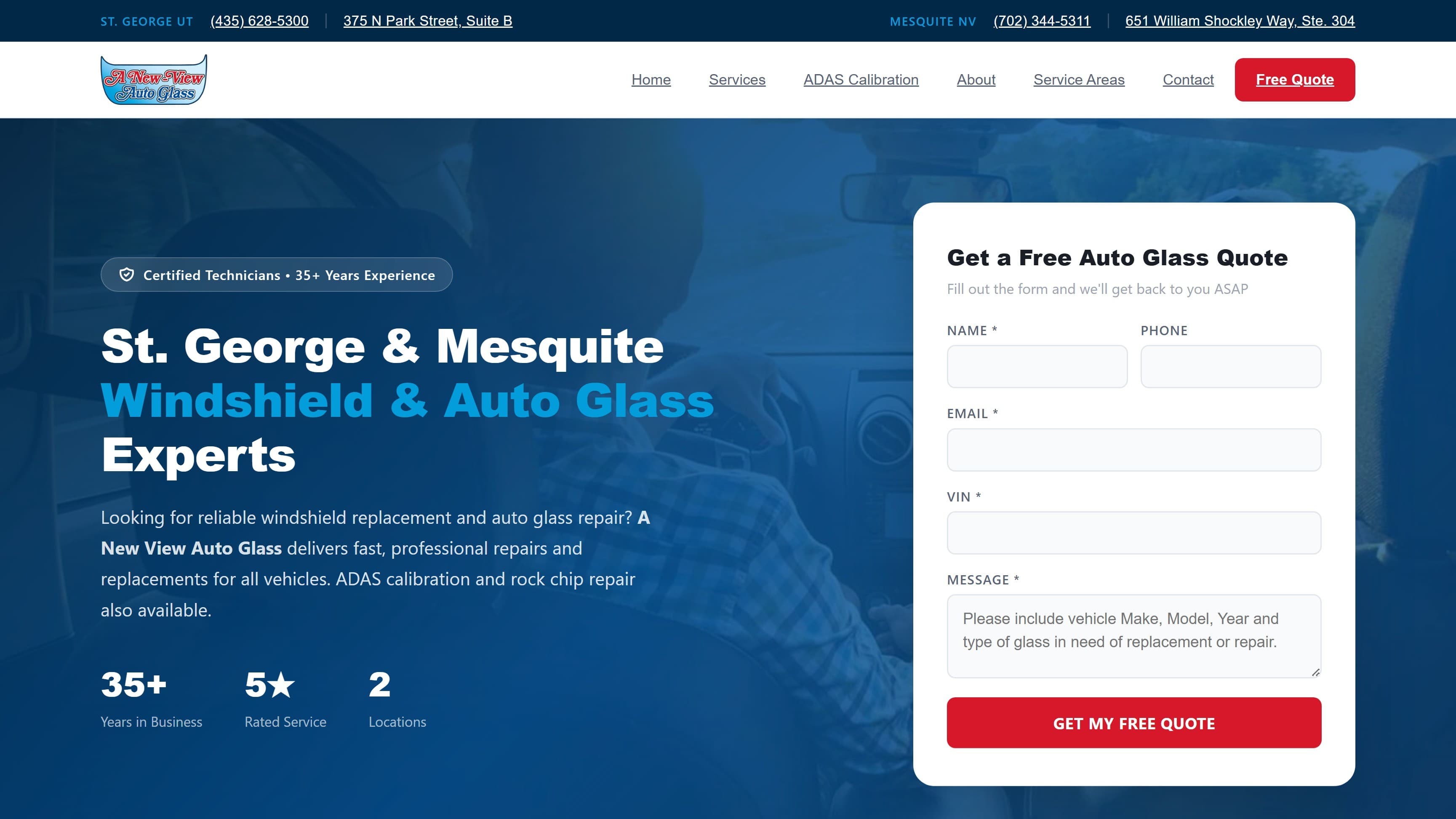 New View Auto Glass — built and managed in Kura